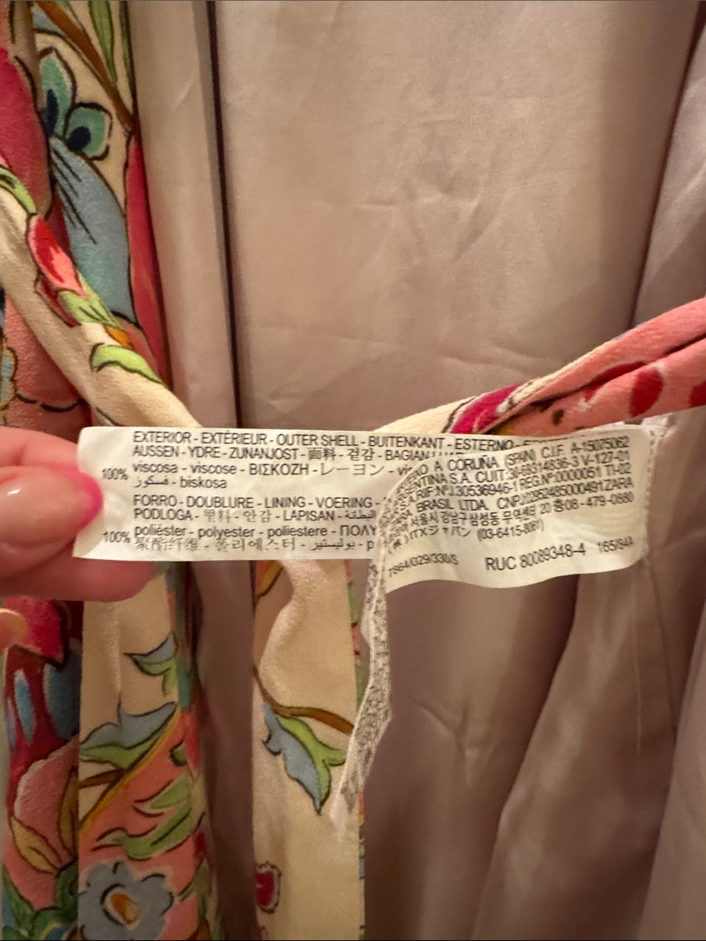Zara Cream Floral Wrap Kimono Duster Cardigan Belted light weight cover up Small - Picture 8 of 14